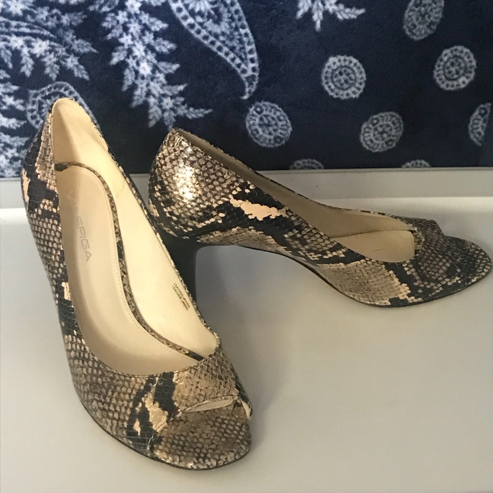 Via Spiga Open Toe Leather Heels